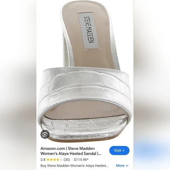 Steve Madden Silver Metallic Mules. Size 8 - Picture 8 of 8